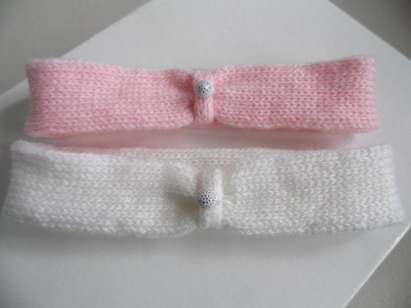 Duo de bandeaux b�b� tricot laine fait main