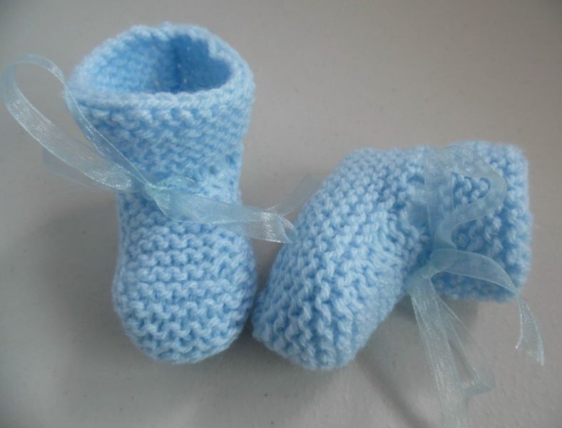 Chaussons bleus ouvrage fait main