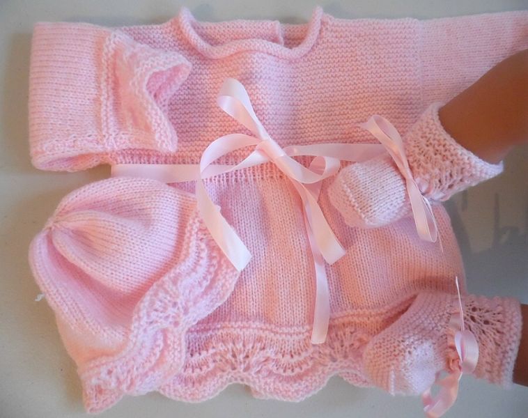 Ensemble brassi�re ROSE b�b� tricot laine