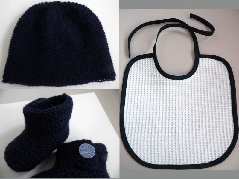 Trousseau brassi�re gar�on tricot laine b�b� fait main