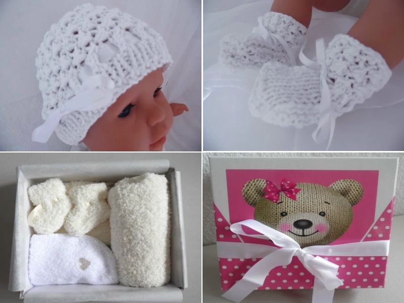 Tricot laine b�b� box coffret fait main 