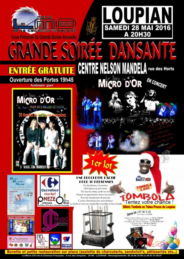 Concert dansant gratuit Trio Micro D'or mai 2016 H�rault